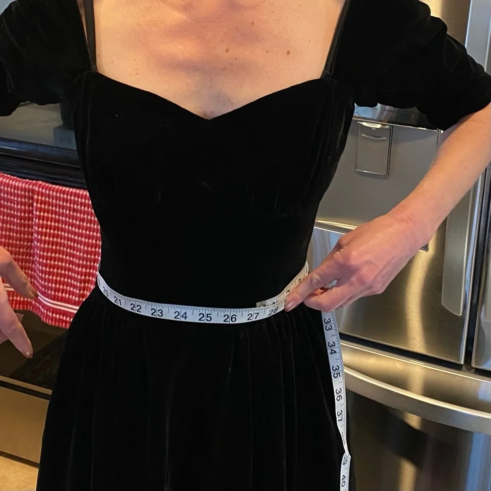 Vintage Black Velvet Long Dress Handmade Small? XS? See Rough Measurements - Picture 7 of 17